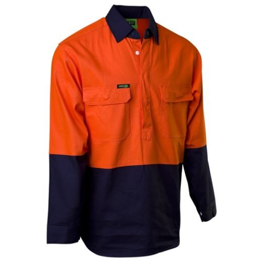 Picture of Hi-Vis 2-Tone Closed Front Two Weight (Welders) Long Sleeve Shirt - Full Gusset Cuff